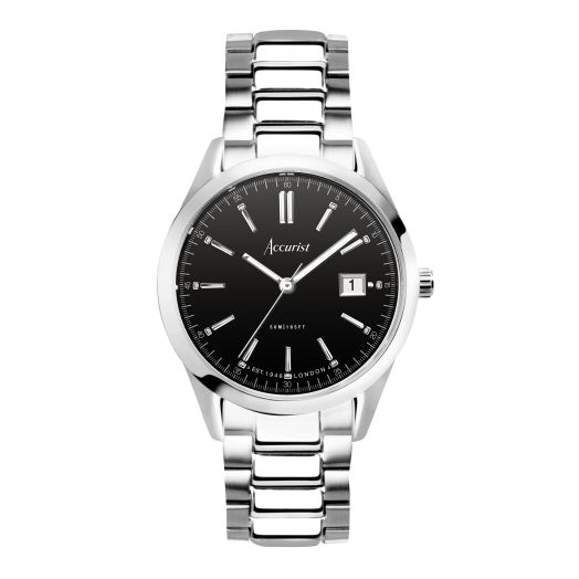 Accurist Mens Everyday 40mm Quartz Watch in Black with Analogue Display, and Stainless Steel Bracelet 74014