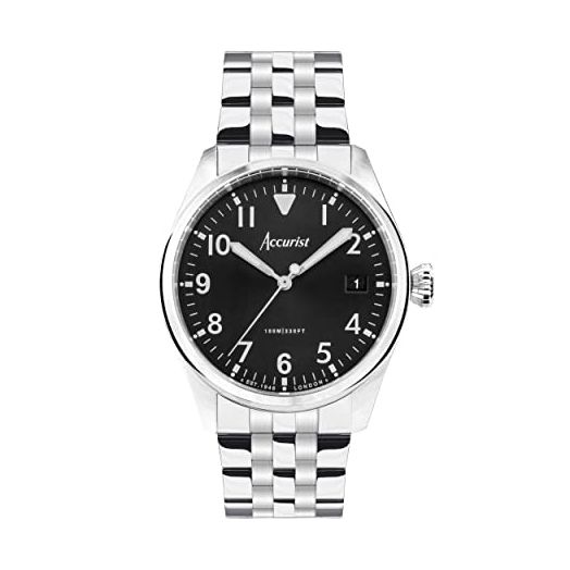 Accurist Aviation 41mm Quartz Watch in Black with Analogue Display, and Stainless Steel Bracelet 76000