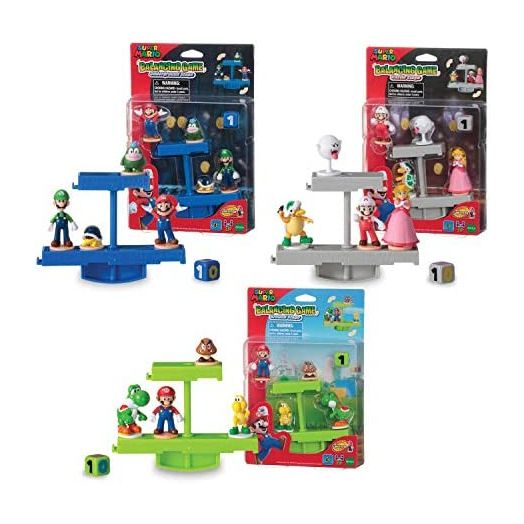 EPOCH Games Super Mario Balancing Game Bundle, 3 Tabletop Action Games for Ages 4+ with 12 Collectible Super Mario Action Figures, Multi (7386)