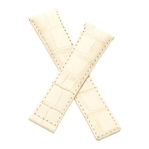 22mm Cream Alligator-Style Genuine Leather Watchband with Cream Stitching to fit TAG Heuer Monaco, Silverstone & Targa Florio