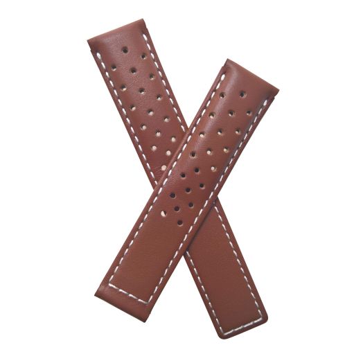 TH-CAR19-02-0911 Brown sports perforated leather watch band compatible with TAG Heuer Carrera models listed below