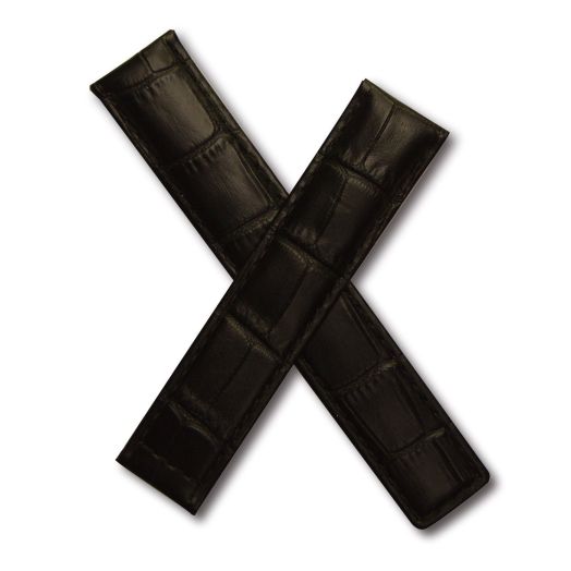 20mm Black Alligator-Style Genuine Leather Watchband with Black Stitching to fit TAG Heuer Monza (Spring Bars Included)