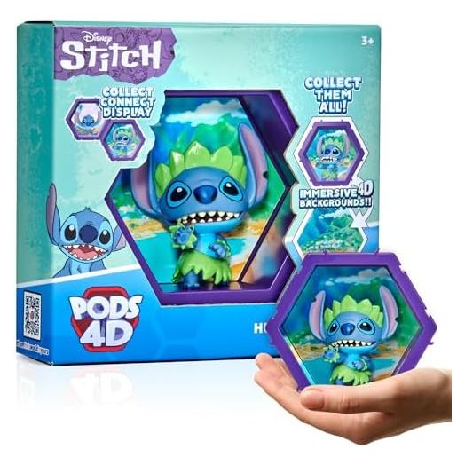 WOW! PODS 4D Disney Hula Stitch - Unique Connectable & Collectable Toy Action Figure, Wall/Shelf Display, Easter Basket Stuffers, Stitch Toy Figures, Lilo and Stitch Gifts and Toys, Disney Toy & Gift