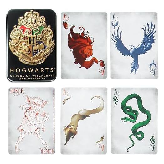 Paladone Hogwarts Playing Cards in a Tin Black, Harry Potter Game & Activity, 52 Cards Representing Gryffindor Ravenclaw Hufflepuff Slytherin