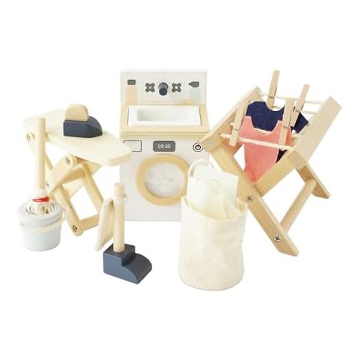 Le Toy Van - Wooden Daisylane Laundry Room Accessories Play Set for Dolls Houses | Girls or Boys Furniture Sets - Suitable for Ages 3+