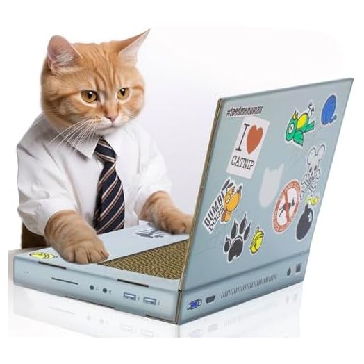 Suck UK | Cat Laptop Scratcher | Cardboard Cat Scratcher | Cat Computer Cat Scratching Board | Cat Scratchers for Indoor Cats | Cat Furniture & Cat Accessories | Cat Scratch Laptop | Cat Scratch Pad