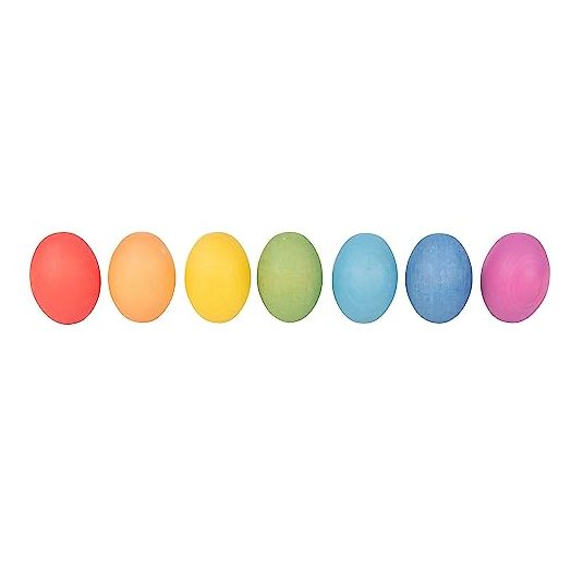 TickiT-74005 Rainbow Wooden Eggs - Set of 7 colors - Wooden Toys for Toddlers - For Ages 10m+ - Inspire Curiosity With Wooden Loose Parts Play