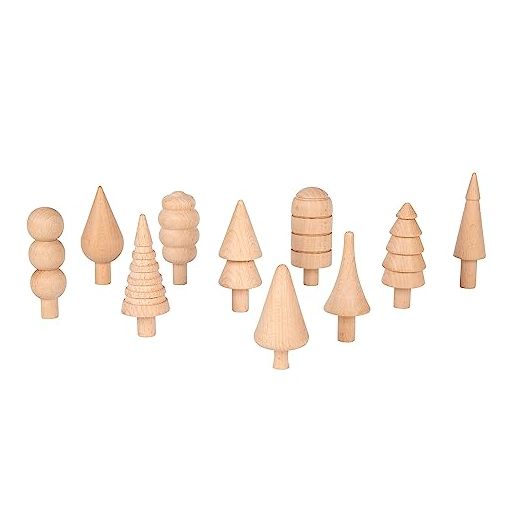 TickiT Woodland Trees Set - Set of 10 - For Ages 10m+ - Wooden Trees for Kids - 10 Different Shapes - Loose Parts Wooden Toys for Toddlers