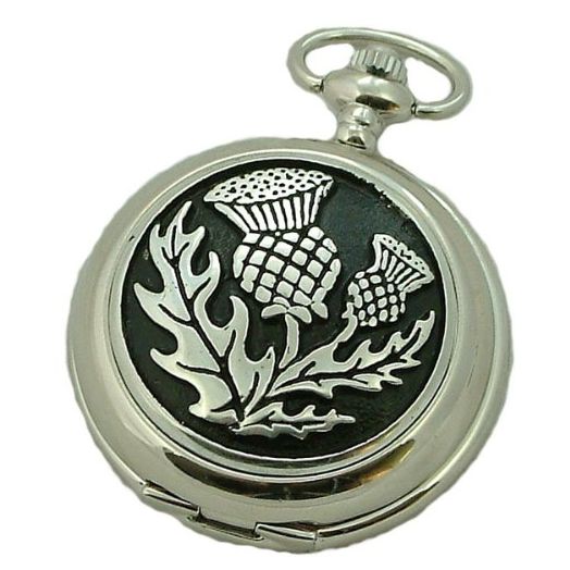 A E Williams 4825SK Thistle mens mechanical pocket watch with chain