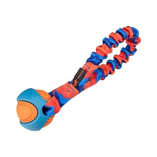 Tug-E-Nuff Pocket PowerBall Bungee | Shock Absorbing Bungee Handle | Durable Ball Toy for Dogs | Ideal for Interactive Dog Training and Dogs of All Ages | 23 cm (9 inches) in Size