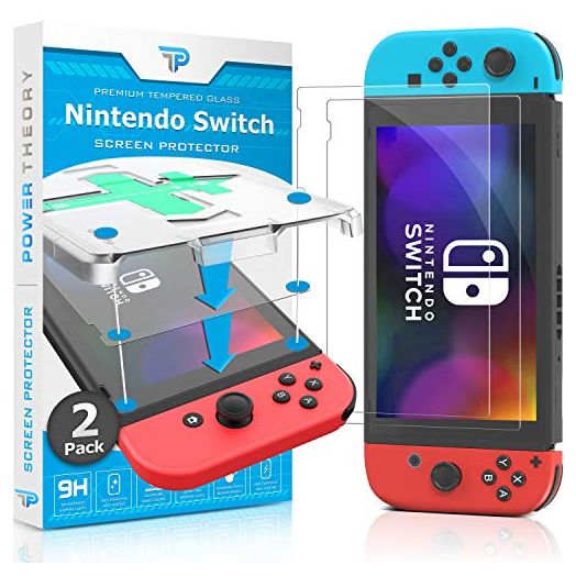 Power Theory Screen Protector for Nintendo Switch 6.2" [2-Pack] with Easy Install Kit [Premium Tempered Glass for Switch Console]
