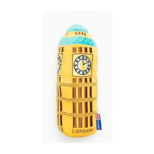 PetLondon British Big Ben London Clock Tower Plush Dog and Puppy Toy 6" with Squeaker, Landmark Parliament Cute Fun London Landmark UK Dog Interactive Toy