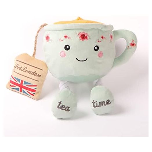 English Teacup Nosework Plush Dog Toy with Rope Legs and crinkle sound-UK British design for Dogs