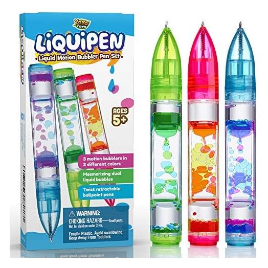 Yoya Liquipen - Liquid Motion Bubbler Pens Toy (3 Pack) - Writes Like a Regular Pen - Colorful Timer Pens Great for Stress and Anxiety Relief - Cool Fidget Toys for Kids and Adults