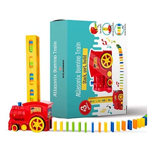 Atlasonix Domino Train Set, 80 Pcs, Age 3-8, Red