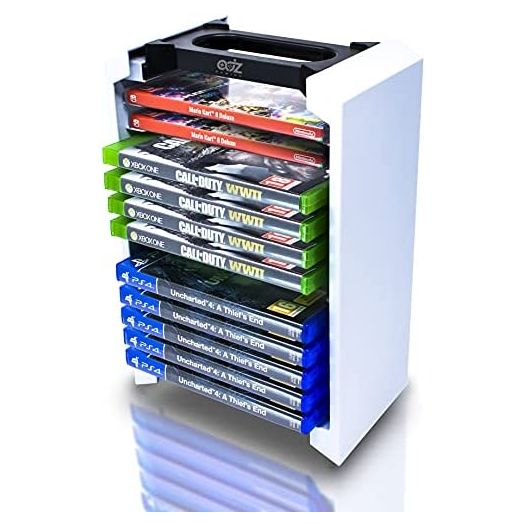 Game Storage Tower – Universal Video Game Storage – Stores 12 Game or Blu-Ray Disks – Game Holder Rack for PS4, PS5, Xbox One, Xbox Series X/S, Nintendo Switch Games and Blu-Ray Discs
