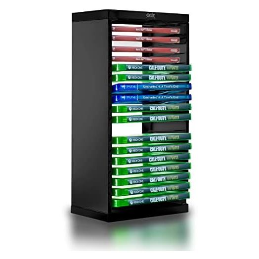 Universal Game Storage Tower – Stores 18 Game or Blu-Ray Disks – Game Holder Rack for PS4, PS5, Xbox One, Xbox Series X/S, Nintendo Switch Games and Blu-Ray Disks