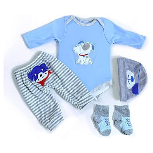 MAIHAO Reborn Baby Doll Clothes for 17-22 Inch Newborn Baby Doll Boy, Baby Doll Clothes Outfit Accessories fit 17-22 Inch Baby Doll BoyPuppy Pattern 4pcs Set 