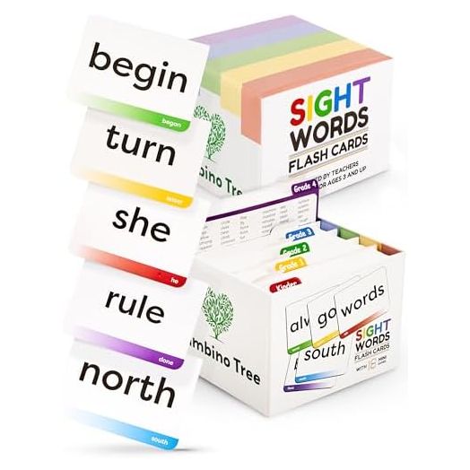 Sight Words Flash Cards Kindergarten 1st - 4th Grade Education - 600 Words from Dolch's and Fry's Sight Word List on Thick Durable Large Flash Cards with Sorting Corner and 18 Learning Mini Games