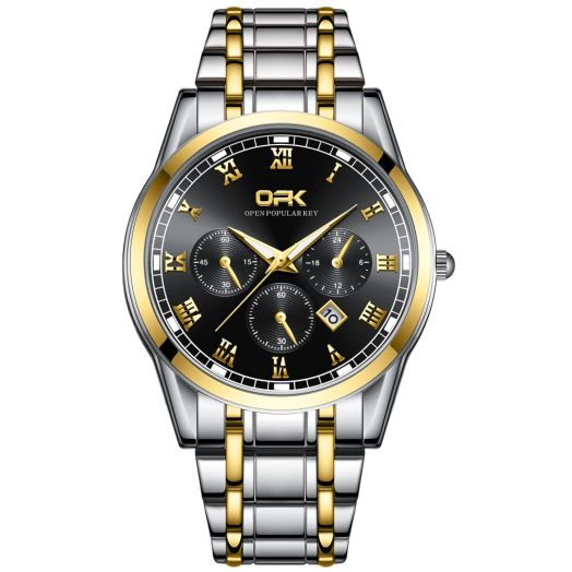 Wrist Watch for Men, Fashion Designed Analog Quartz Men's Watch with Calenda Display, Glow in The Dark Classic Gent's Watch with Stainless Steel Strap