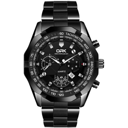 Wrist Watch for Men, Fashion Designed Analog Quartz Men's Watch with Calenda Display, Glow in The Dark Gent's Elegant Watch with Stainless Steel Strap