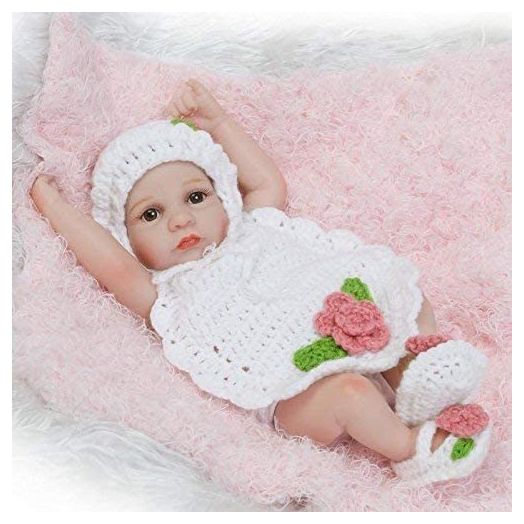 Funny House Newborn Doll 10 Inch / 26cm Full Silicone Soft Vinyl Real Looking Premie Reborn Baby Dolls Lifelike Newborn Girl Doll Xmas Gift