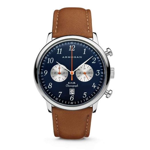E.N.B - Blue Saphire S42 - Men's Chronograph Watch Light Brown Leather Strap
