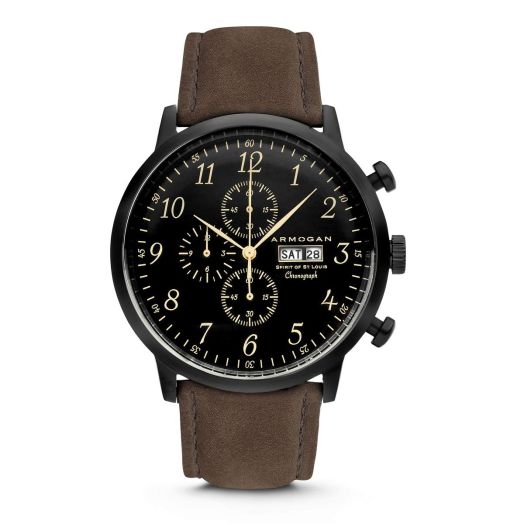 Spirit of St. Louis - Chocolate Brown - Men's Chronograph Watch - Suede Leather Strap