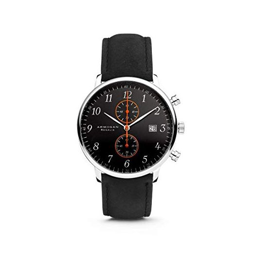 Regalia - Silver Black C34 - Men's Chronograph Watch Suede Leather Strap