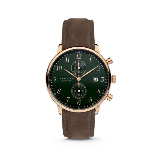 Regalia - Emerald Green C53 - Men's Chronograph Watch Suede Leather Strap