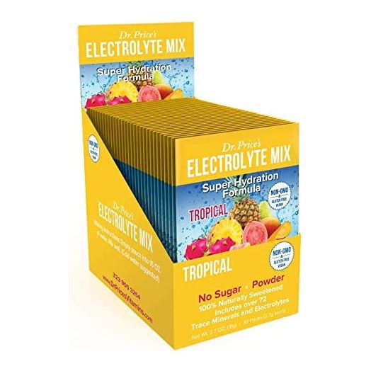 Electrolyte Mix Super Hydration Formula + Trace Minerals | NEW! Tropical Flavor (30 powder packets) Keto Drink Mix | Dr. Price's Vitamins | No Sugar, Non-GMO, Gluten Free & Vegan