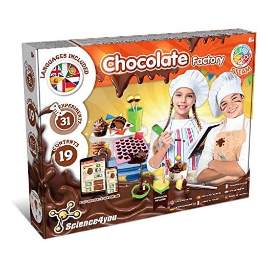 Science4you Chocolate Factory for Kids - Chocolate Making Kit + 31 Experiments + Molds Included, Kid´s Baking Kit to Make Chocolate Candies, Games, Toys, Gifts for Boys and Girls 8 9 10+ Years Old
