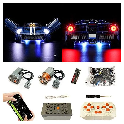 for Lego Technic 2022 Ford GT 42154 Car Model Super Motor and Remote Control and Light Upgrade Kit, Gifts for Adults, Compatible with Lego 42154(Model not Included)
