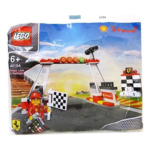 LEGO New Shell V-Power Collection ~ Finish Line, Podium & Minifigure ~ 40194