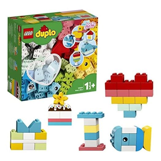 LEGO 10909 DUPLO Classic Heart Box First Bricks Building Set, Preschool Early Development Learning Toy for Toddlers 1 .5 Year Old