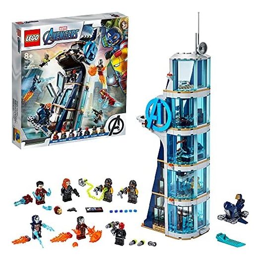 LEGO Marvel Avengers CLAS Batalla en la Torre de los Vengadores con Iron Man, Viuda Negra & Cráneo Rojo, Set de Juguete, Multicolor (76166)