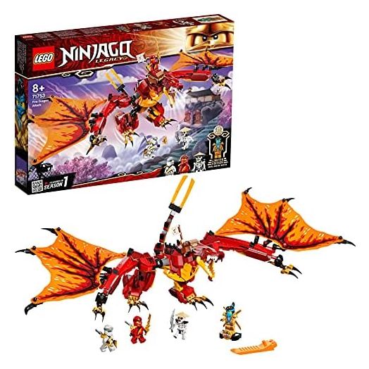 LEGO 71753 NINJAGO Legacy Fire Dragon Attack Toy with Kai, Zane and NYA Minifigures, Ninja Play Set, Gifts for 8 Plus Year Old Boys & Girls
