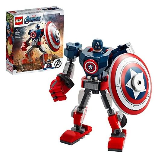 LEGO 76168 Marvel Avengers Captain America Mech Armour Set, Action Figure Toy for 7+ Years Old Boys and Girls