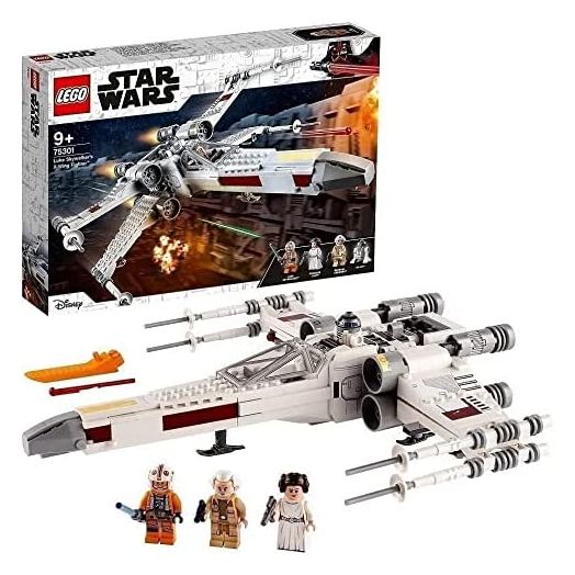 LEGO 75301 Star Wars Luke Skywalker's X-Wing Fighter Toy with Princess Leia Minifigure and R2-D2 Droid Figure, Gift Idea for Kids 9 Plus Years Old