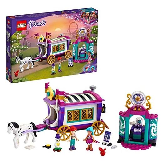 LEGO 41688 Friends Magical Caravan Horse Set, Fairground Amusement Park with 2 Mini Dolls, Vehicle Toy for Kids 7 Plus Years Old