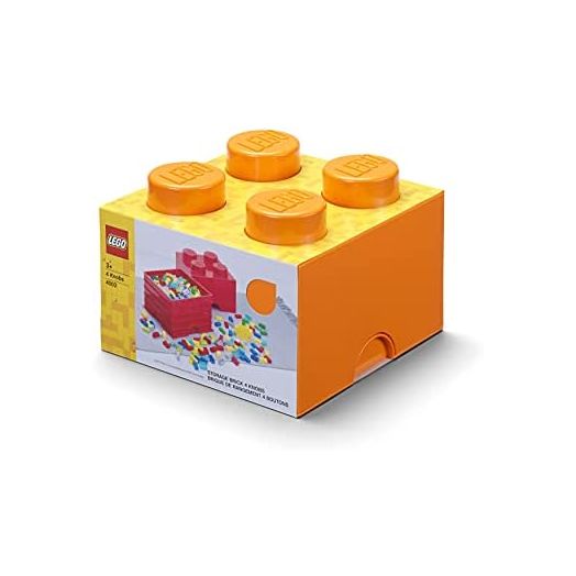 LEGO Brick 4 Knobs Stackable Storage Box, Bright Orange, 5.7 Litre