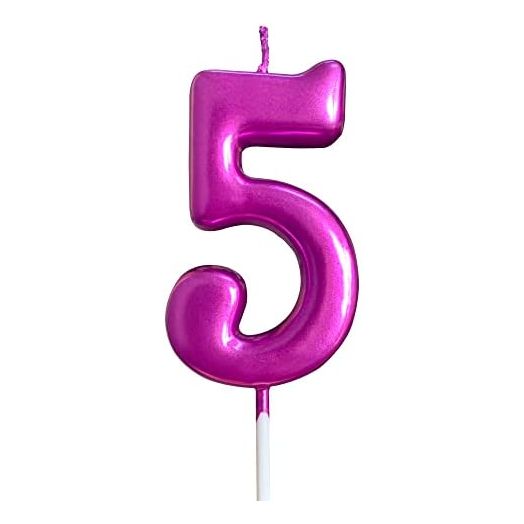XNOVA 5th Birthday Candle, Purple Number 5 Candle Cake Topper Decoration