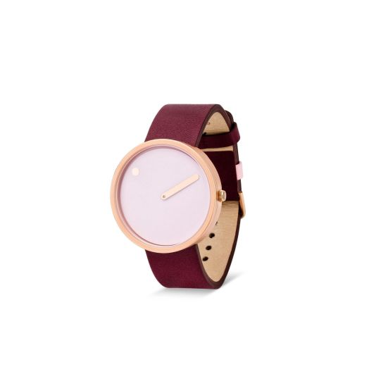 PICTO® 40 mm/Dusty Rose Pink Dial/Burgundy Red Leather Strap Watch