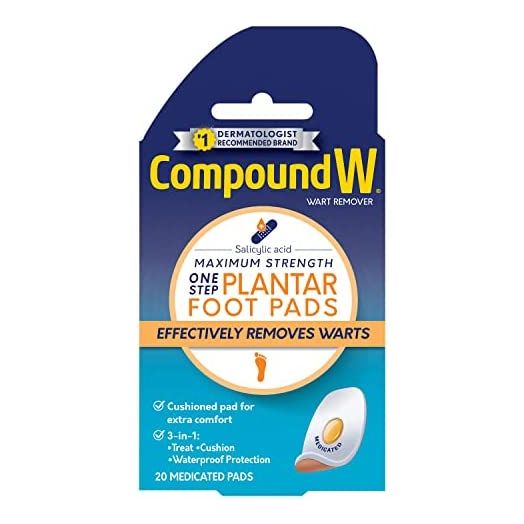 Compound W Maximum Strength One Step Plantar Wart Remover Foot Pads, 20 Count