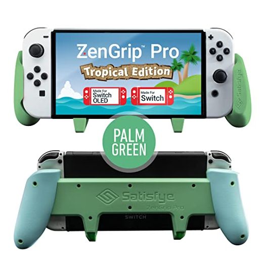 Satisfye ZenGrip Pro Gen 3 OLED Tropical Edition, Accessories Compatible with Nintendo Switch - Comfortable & Ergonomic Grip, Joy Con & Switch Control - High End Switch Accessories (Green)