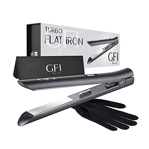 GFI Hair Straightener, Titanium Flat Iron, Turbo Heating Element, Temperature Control
