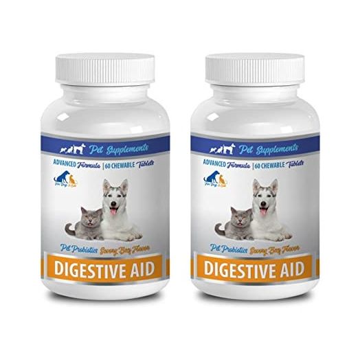 Dog Digestive Health - PET Digestive AID - for Dogs and Cats - PET PROBIOTIC - Chews - Silica for Dogs - 2 Bottle (120 Treats)