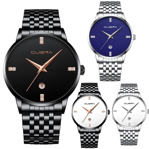 4 Pack Men's Watches Set Stainless Steel Quartz Analog Watch Bussiness Classic Men Watches with Date Waterproof Male Wrist Watches reloj para Hombre