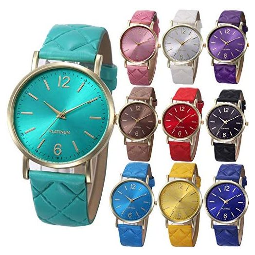 Yunanwa 10 Pack Women Men Unisex Platinum Watches Roman Leather Band Analog Quartz Wrist Watch
