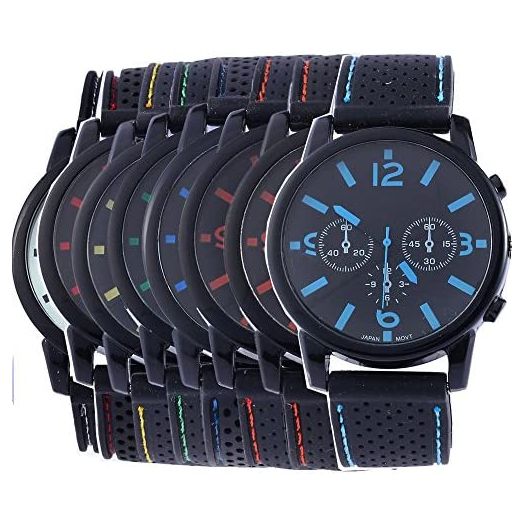 Yunanwa 8 Assorted Wholesale Men's Sports Silicon Watch Wrist Watches Riding Running